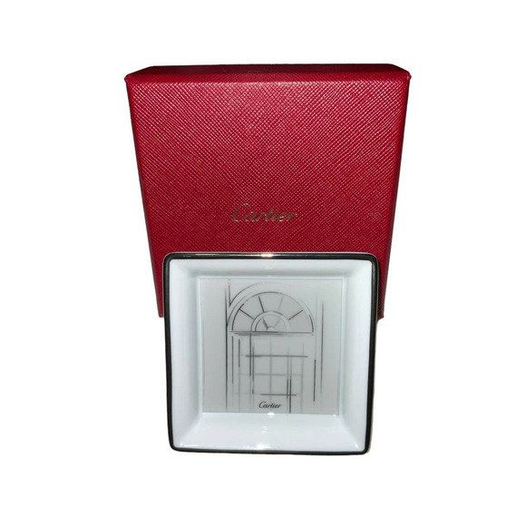 CARTIER Vintage Mini Jewelry Tray with Rue de la Paix Platinum Finish Motif - Picture 10 of 11